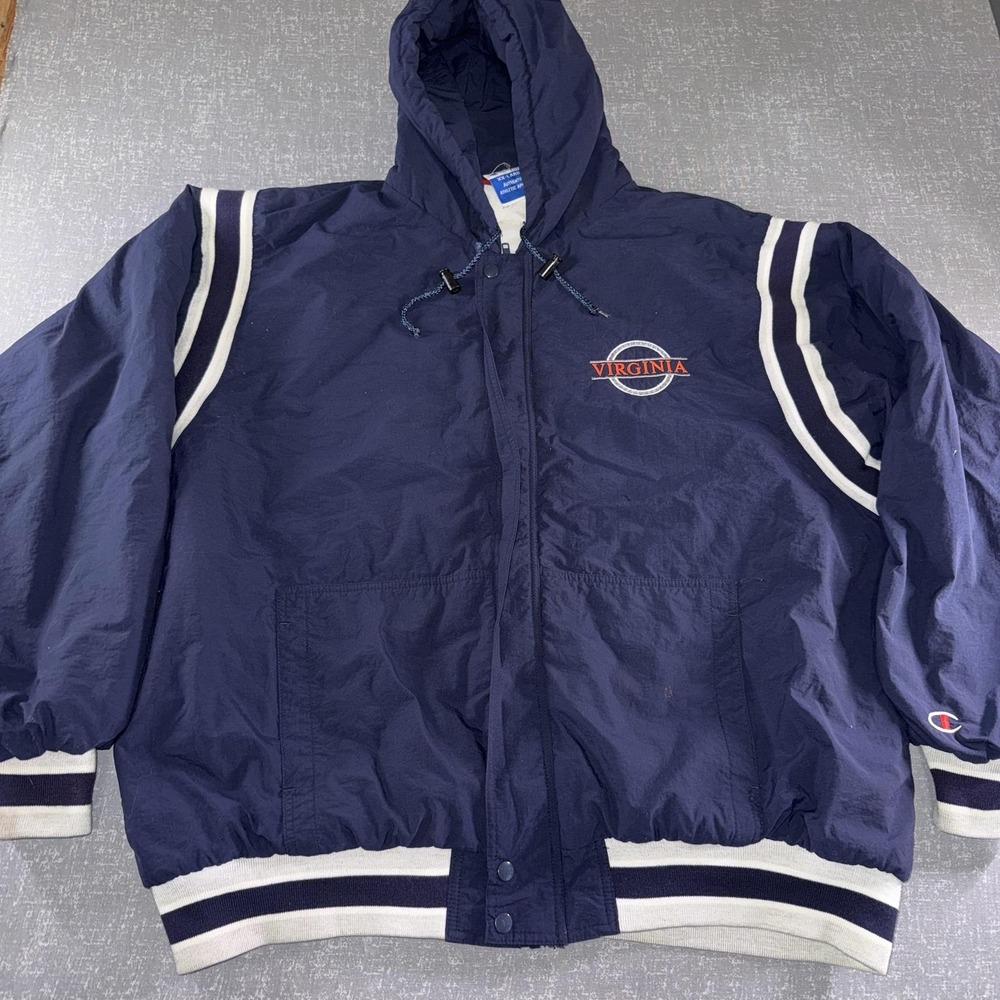 Vintage Virginia Cavaliers Jacket Mens 2XL Blue NCAA Basketball Champion Hooded
